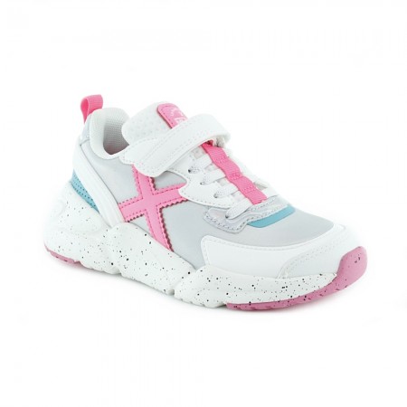 Zapatillas Munich Mini Track Plata-Rosa