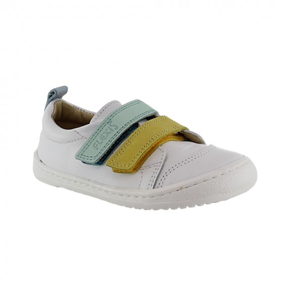Zapatos barefoot Flexi Nens 9000-R Blanco-Verde-Amarillo