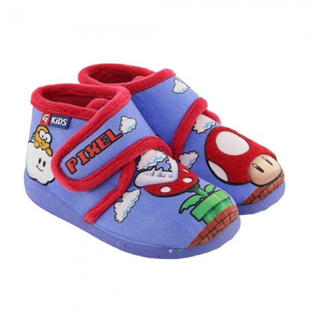 Zapatillas de casa Garzón Seta-Planta Azul-Rojo