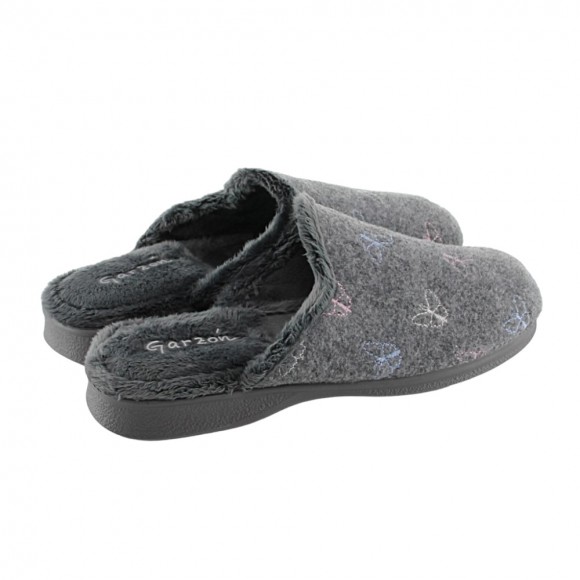 Zapatillas de casa Garzón Zueco Ribete Gris
