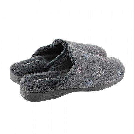 Zapatillas de casa Garzón Zueco Ribete Gris
