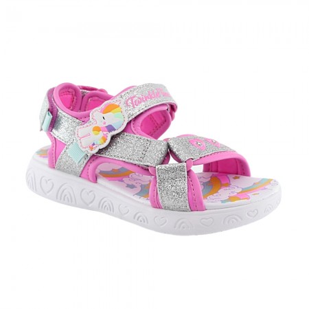 Sandalias Skechers Rainbow Unicorn Plata-Rosa