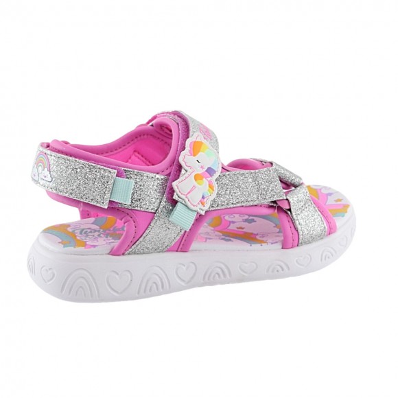 Sandalias Skechers Rainbow Unicorn Plata-Rosa