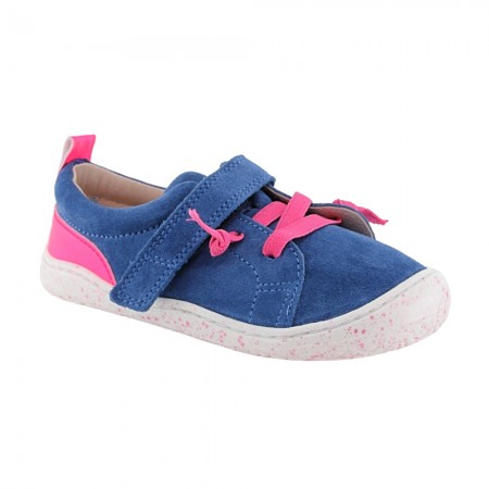 Zapatos barefoot cordones y velcro Poppis Azul-Rosa