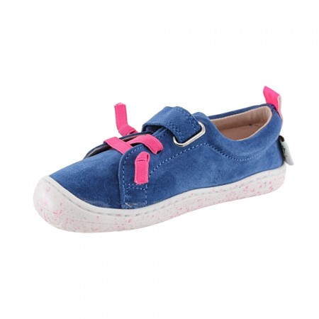 Zapatos barefoot cordones y velcro Poppis Azul-Rosa