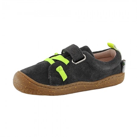 Zapatos barefoot cordones y velcro Poppis Gris-Amarillo
