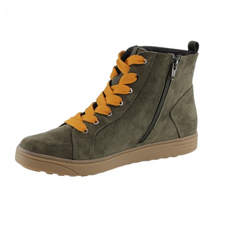 Botines veganos Jana 25280 Gris Kaki-Naranja