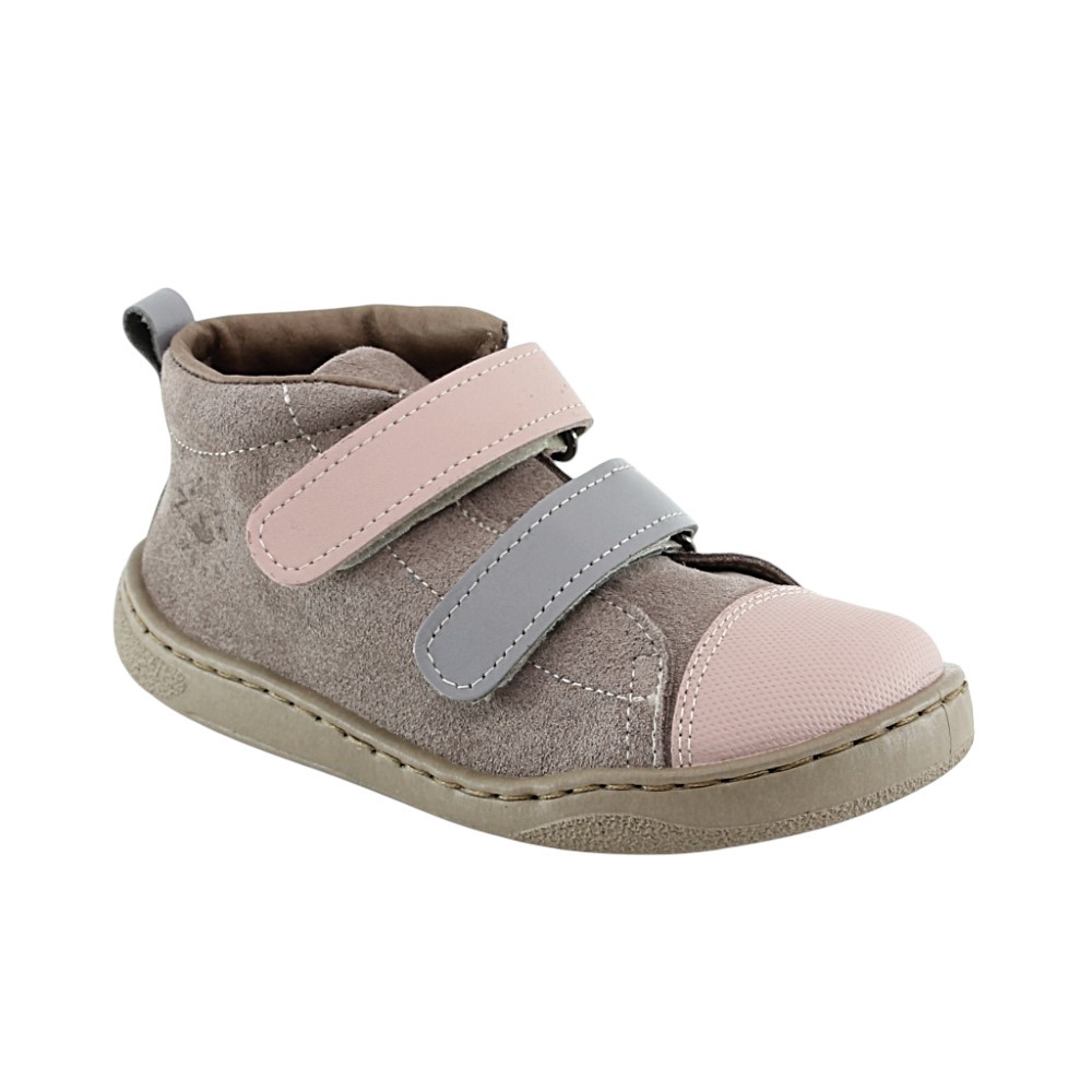 Botines barefoot Zapyflex  2 velcros Piedra-Rosa