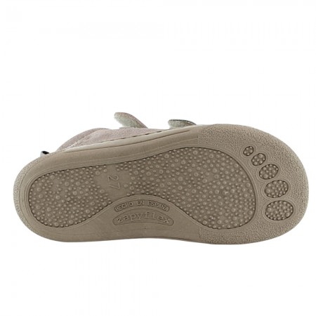 Botines barefoot Zapyflex  2 velcros Piedra-Rosa