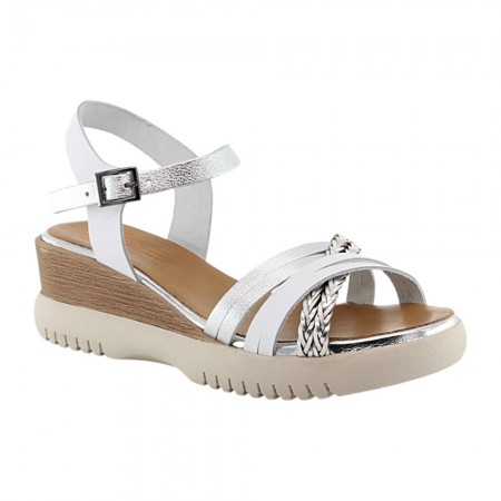 Sandalias Porronet 3156 Blanco-Plata