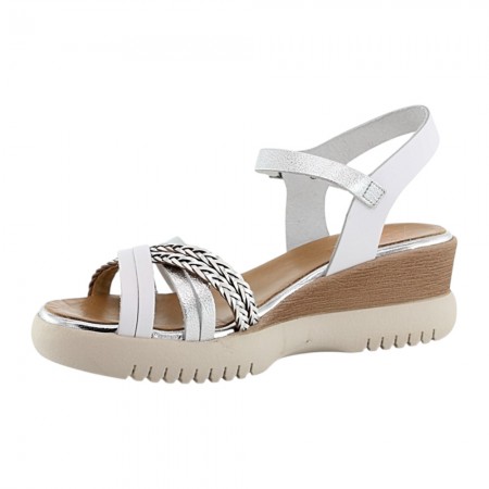 Sandalias Porronet 3156 Blanco-Plata