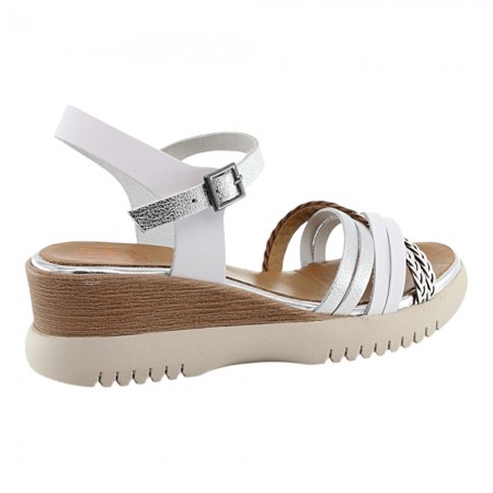 Sandalias Porronet 3156 Blanco-Plata