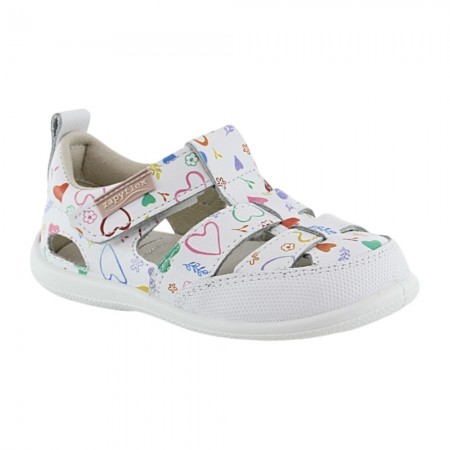 Sandalia respetuosa ZapyFlex 2 Tiras Blanco Corazones