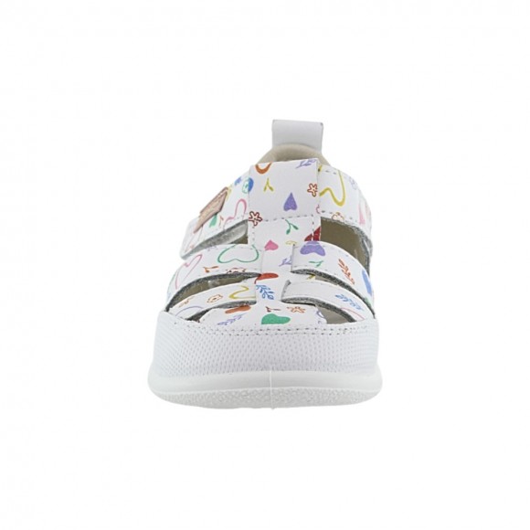 Sandalia respetuosa ZapyFlex 2 Tiras Blanco Corazones