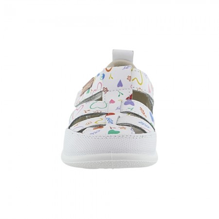 Sandalia respetuosa ZapyFlex 2 Tiras Blanco Corazones