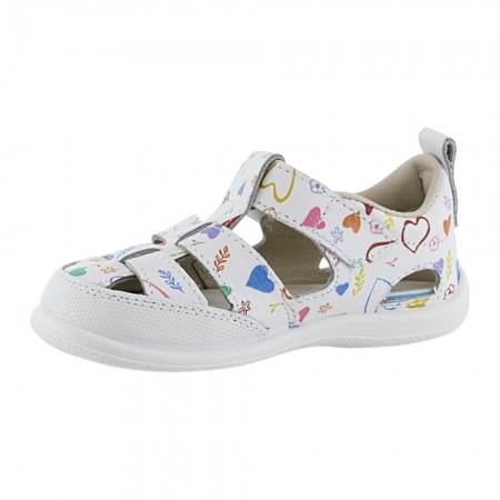 Sandalia respetuosa ZapyFlex 2 Tiras Blanco Corazones