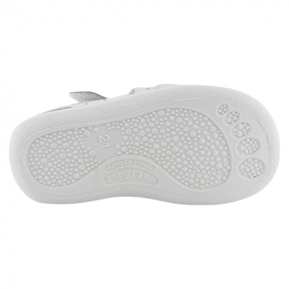 Sandalia respetuosa ZapyFlex 2 Tiras Blanco Corazones