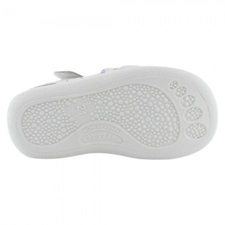 Sandalia respetuosa ZapyFlex 2 Tiras Blanco Corazones