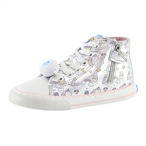 Zapatillas con luces barefoot Mustang Free Unicornio Plata