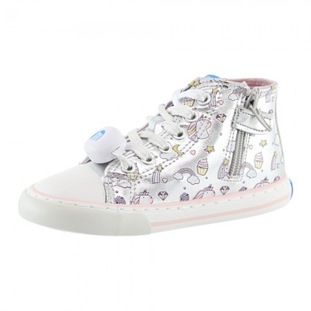Zapatillas con luces barefoot Mustang Free Unicornio Plata