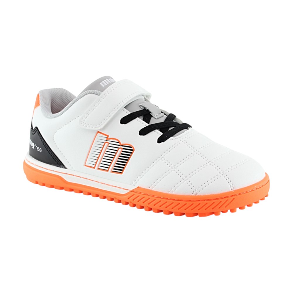 Zapatillas futbol 7 barefoot Mustang free 49323 Blanco-Naranja