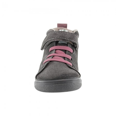 Botines barefoot Zapyflex velcro y elástico Gris-Malva