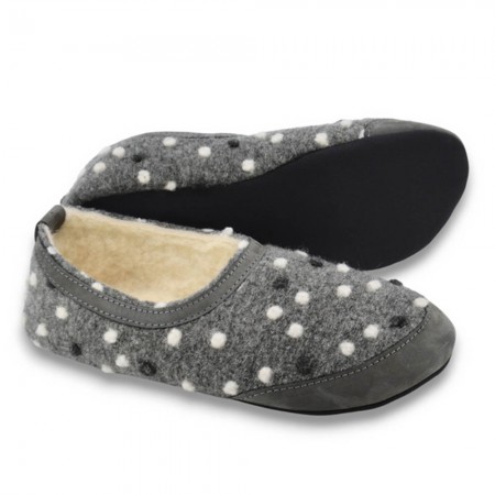 Zapatillas de casa barefoot OmaKing fieltro y interior lana Gris puntos