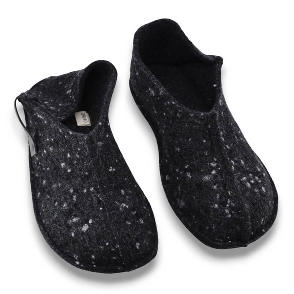 Zapatillas de casa barefoot OmaKing fieltro cerrado Negro