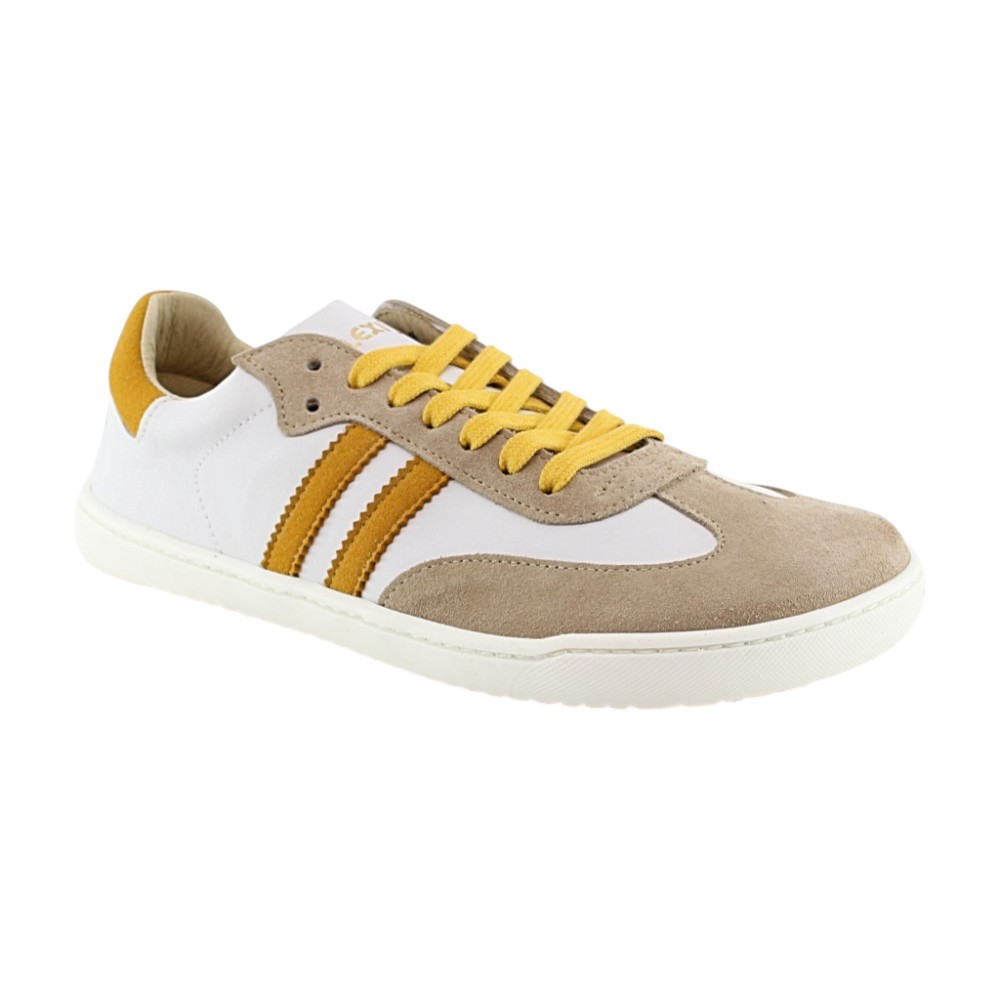 Zapatillas barefoot Flexi Nens 9026-X Suela XL Blanco-Mostaza