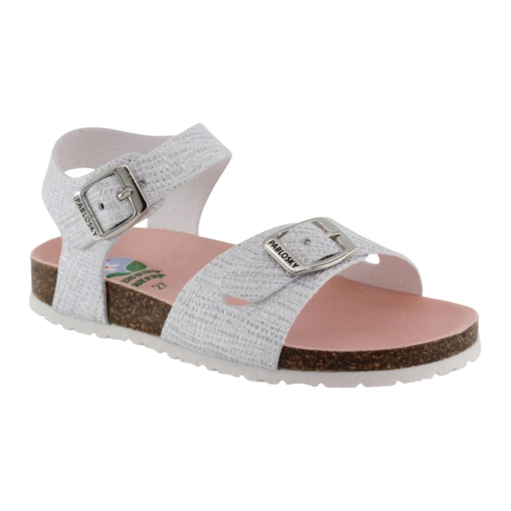 Sandalias bio Pablosky 439903 Blanco-Plata