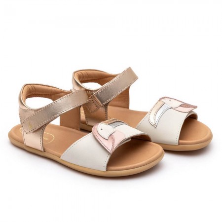 Sandalias barefoot Tip Toey Joey Toucan Beige-Oro