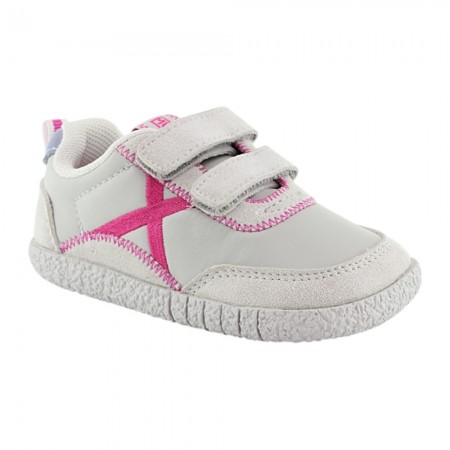 Zapatillas barefoot Munich Baby Koda Blanco-Fucsia