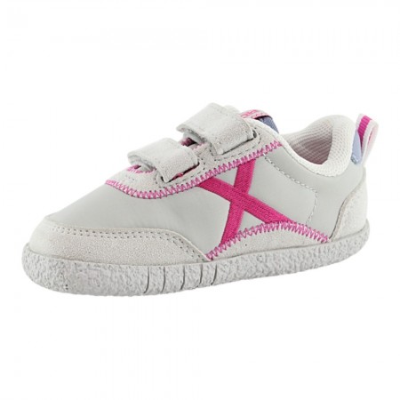 Zapatillas barefoot Munich Baby Koda Blanco-Fucsia