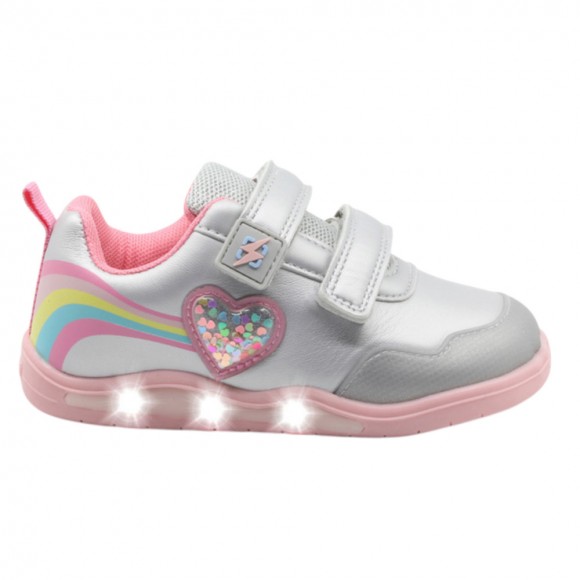 Zapatillas con luces barefoot Beppi 2223590 Plata-Rosa