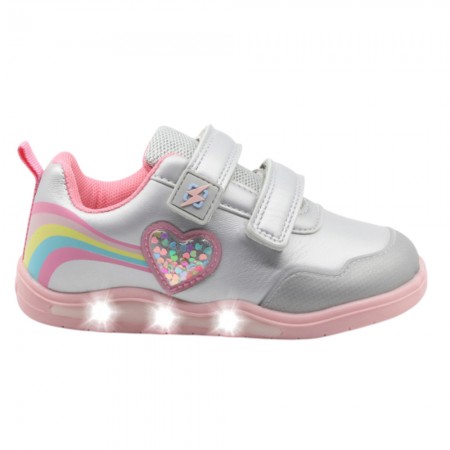 Zapatillas con luces barefoot Beppi 2223590 Plata-Rosa